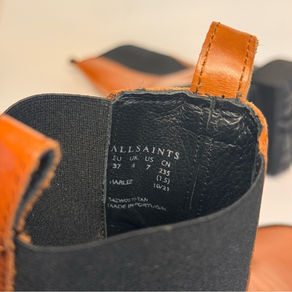 All Saints Harlem Lug Sole Chelsea Boots Tan and Black Ankle Boots - Picture 6 of 6